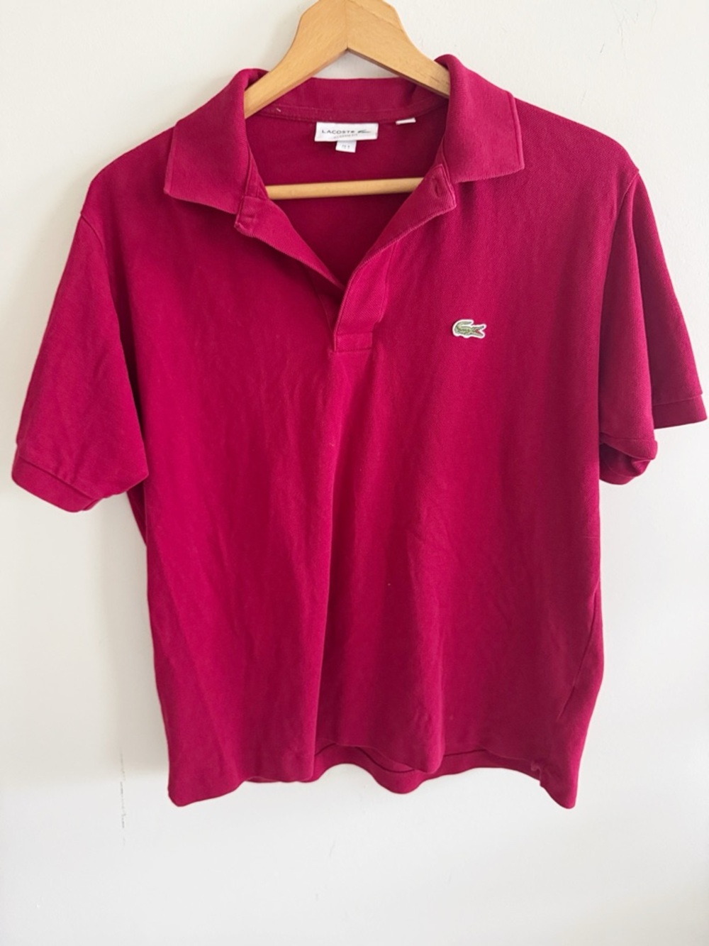 Lacoste dark red classic fit short sleeve polo shirt size large